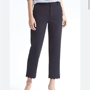 Navy Scalloped Hem 7/8 Dress Pants- Banana Republic